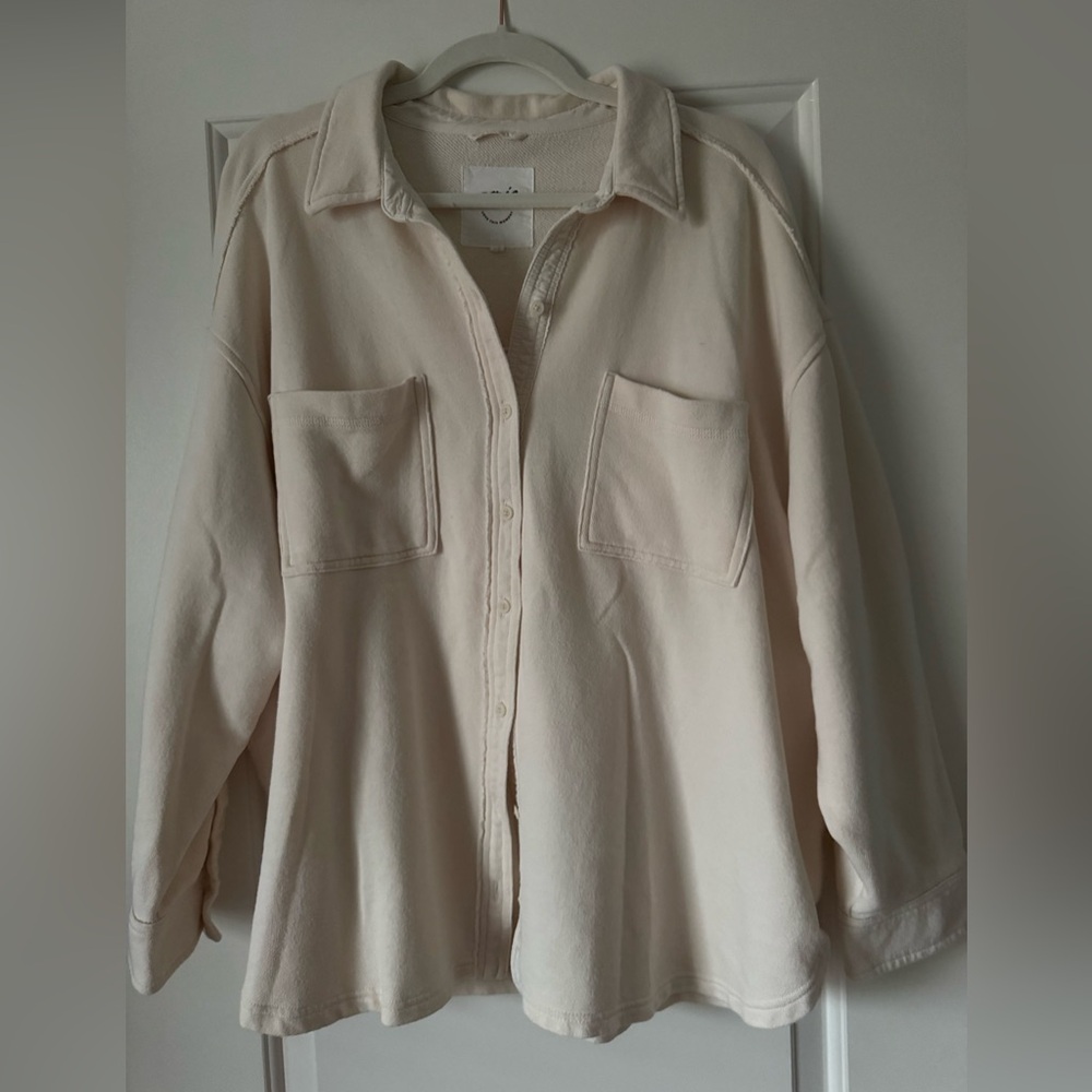 Aerie Cream Button Up Shirt/Sweatshirt